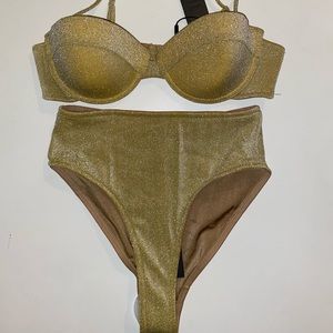 Gold Sparkle Triangl Bikini